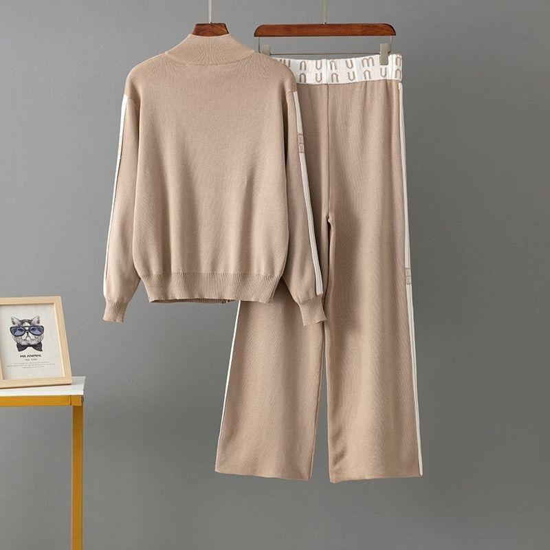 2025 Cárdigan De Moda De Punto Nuevo Con Cremallera, Pantalones Informales De Manga Larga, Abrigo Y Juego Elegante - Imagen 3