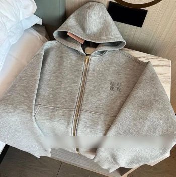 2025 Chaqueta Gris Con Capucha Y Cremallera Para Mujer, Sudadera De Manga Larga De Diseñador Para Otoño Y Primavera, Chaquetas De Lujo Estilo Callejero Preppy, Abrigos