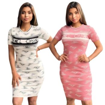 2025 Sweaters De Lana Mujeres Impresión Casual De Impresión Slim Codycon Vestidos Free Ship