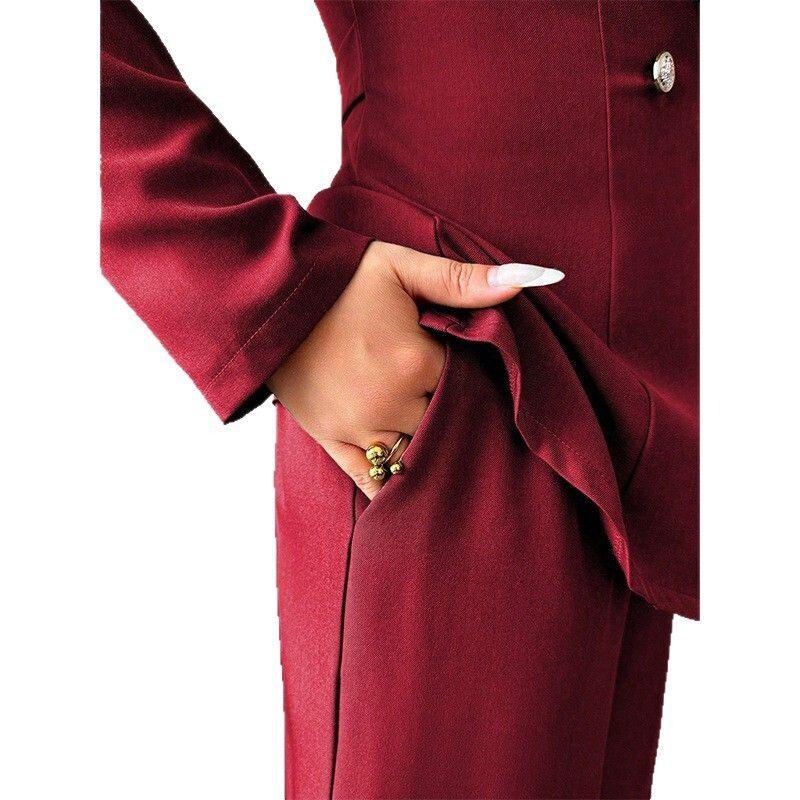 2025 Traje De Otoño Para Mujer, Chaqueta De Manga Larga A La Moda Elegante, Pantalones Rectos, Conjunto De Dos Piezas - Imagen 5