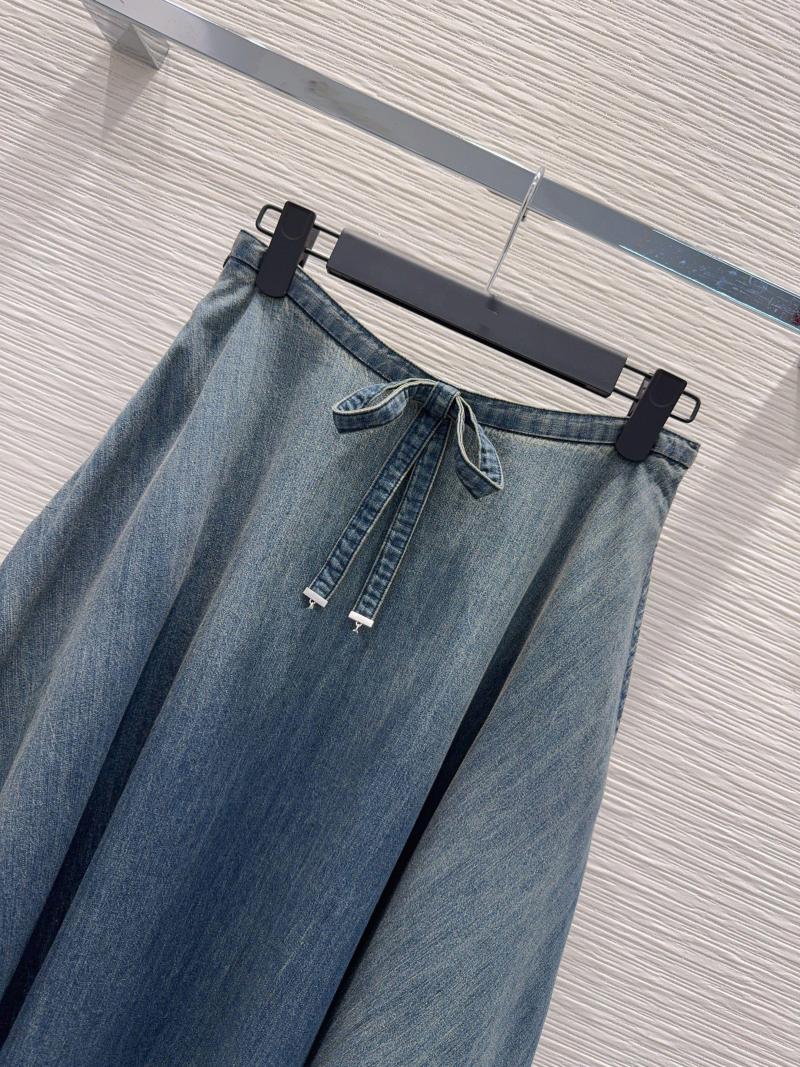 2026 Faldas De Moda De Diseñador Para Mujer, Faldas Elegantes De Corte En A Con Cadena Vaquera Azul Y Cinturón Con Letras, Falda Larga De Cintura Alta Para Mujer, Ropa De Calle - Imagen 2