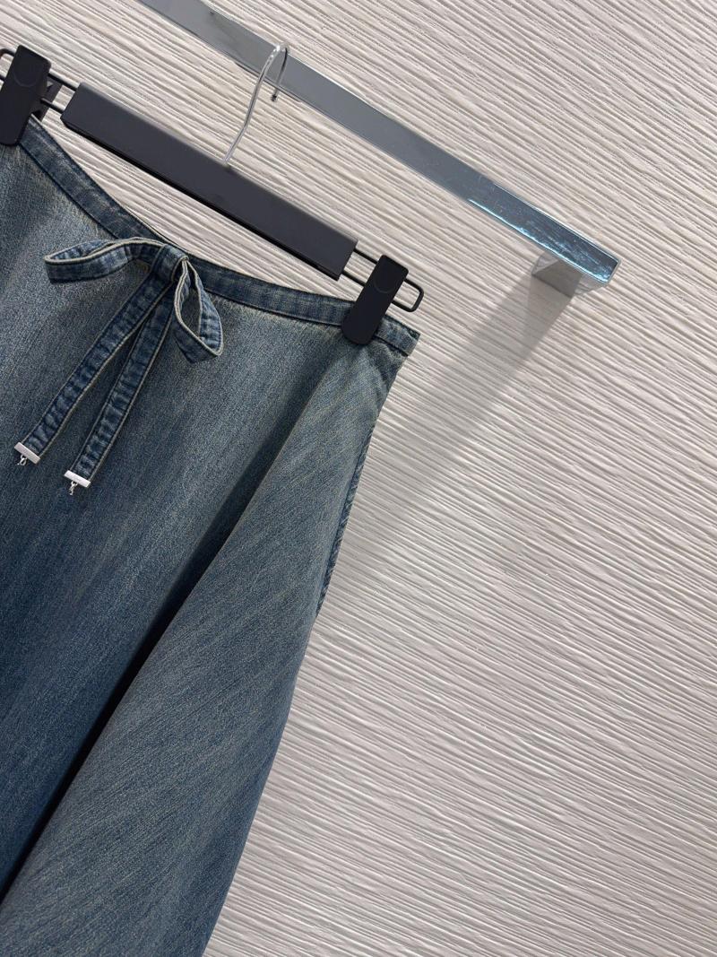 2026 Faldas De Moda De Diseñador Para Mujer, Faldas Elegantes De Corte En A Con Cadena Vaquera Azul Y Cinturón Con Letras, Falda Larga De Cintura Alta Para Mujer, Ropa De Calle - Imagen 3