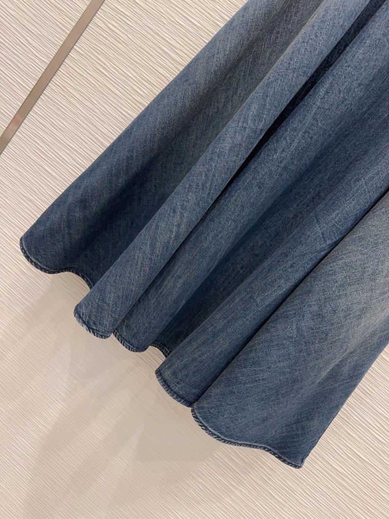 2026 Faldas De Moda De Diseñador Para Mujer, Faldas Elegantes De Corte En A Con Cadena Vaquera Azul Y Cinturón Con Letras, Falda Larga De Cintura Alta Para Mujer, Ropa De Calle - Imagen 4