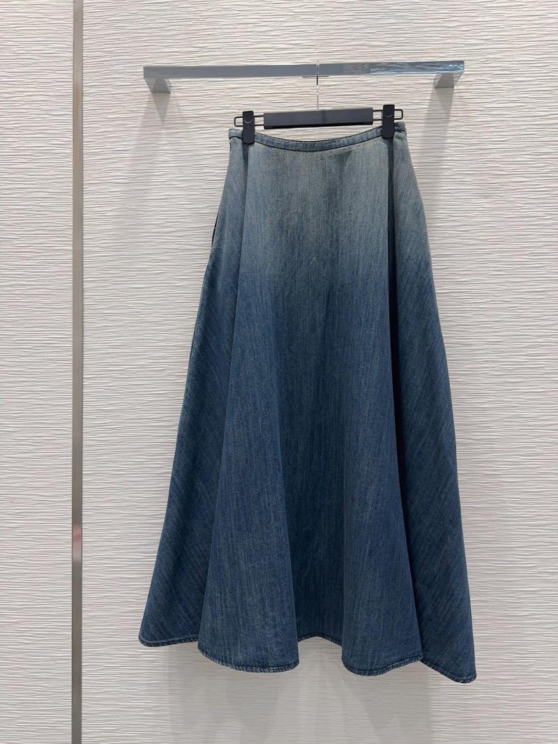 2026 Faldas De Moda De Diseñador Para Mujer, Faldas Elegantes De Corte En A Con Cadena Vaquera Azul Y Cinturón Con Letras, Falda Larga De Cintura Alta Para Mujer, Ropa De Calle - Imagen 5