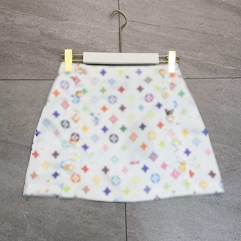 2026 Nuevo Conjunto Informal De Dos Piezas De Verano Para Mujer, Camiseta Con Estampado De Letras Florales De Diseñador De Lujo, Minifalda Acampanada Con Botones De Cintura Alta - Imagen 4