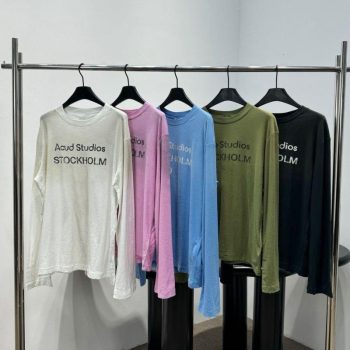 Ac Relaxed Fit Manga Larga Logo Camisa Camiseta Diseñador Vintage Mujer Hombre Colorido Polvoriento Letra Impresión Blanco Rosa Verde Rosa Negro Sml Cp175