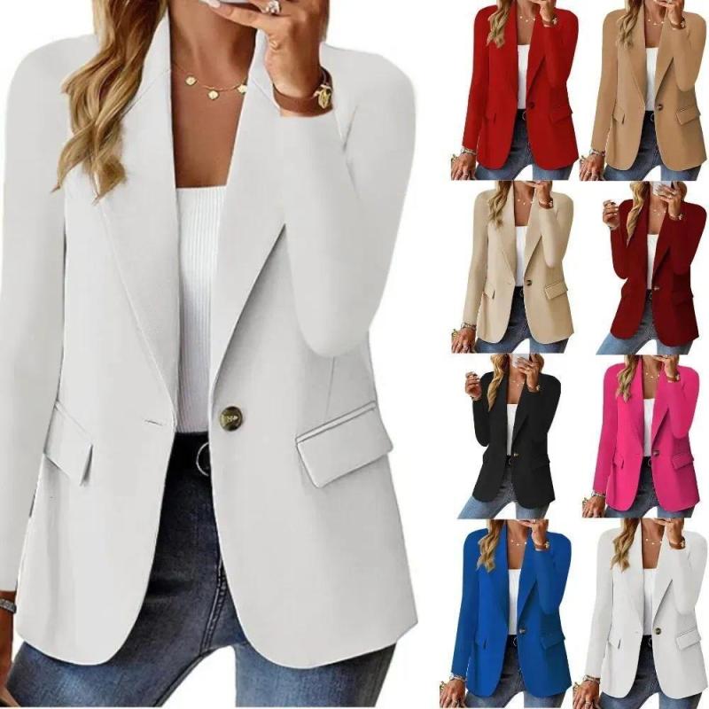 Blazer Blazer Mujer Ropa Ropa Diseñador Mujer Vetement Femme Trajes Blazers Abrigos Otoño Bolsillo Con Muescas Un Solo Botón Slim Ol Ropa De Trabajo Abrigo De Negocios - Imagen 2