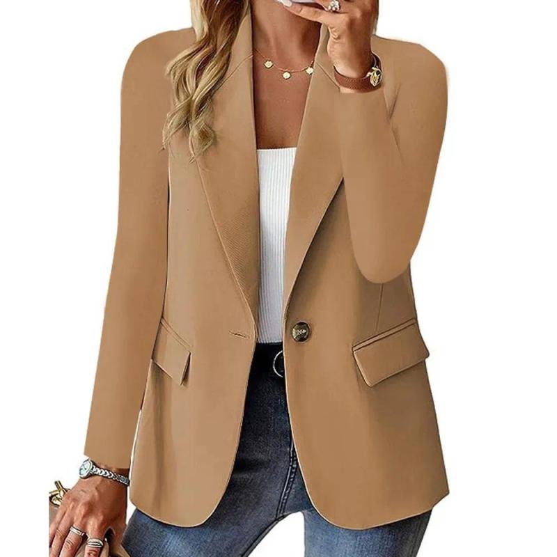 Blazer Blazer Mujer Ropa Ropa Diseñador Mujer Vetement Femme Trajes Blazers Abrigos Otoño Bolsillo Con Muescas Un Solo Botón Slim Ol Ropa De Trabajo Abrigo De Negocios - Imagen 4