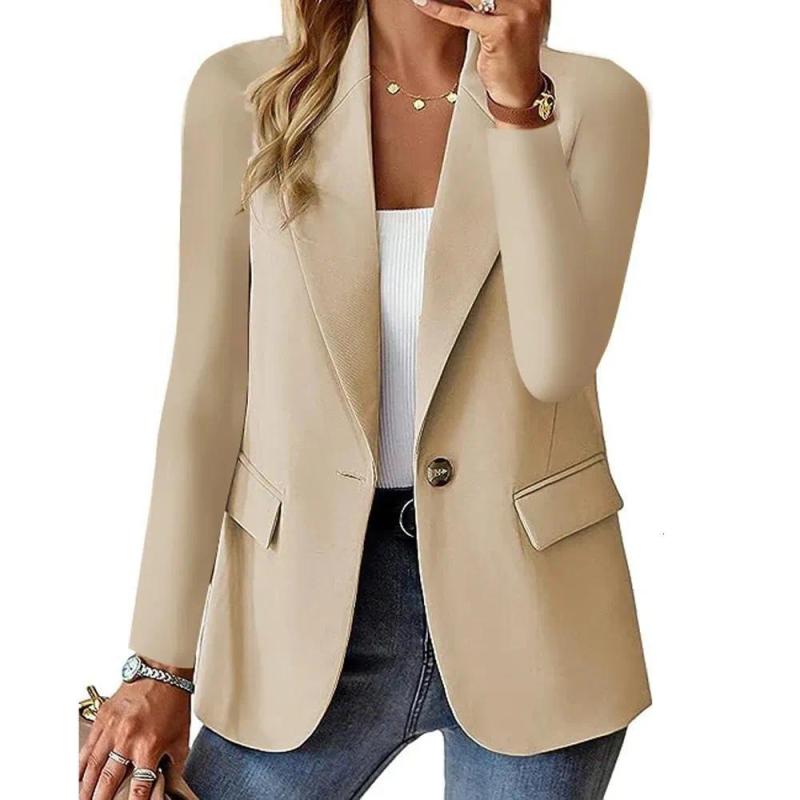 Blazer Blazer Mujer Ropa Ropa Diseñador Mujer Vetement Femme Trajes Blazers Abrigos Otoño Bolsillo Con Muescas Un Solo Botón Slim Ol Ropa De Trabajo Abrigo De Negocios - Imagen 5