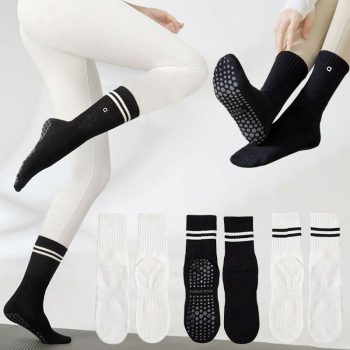 Calcetines De Yoga Antideslizantes Para Mujer, Calcetín Deportivo Con Agarre De Pulso En El Suelo De Silicona Con Parte Inferior De Tubo Medio, Barra De Retroceso, Danza, Pilates