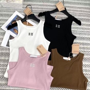 Camiseta Sin Mangas Estilo Nuevo Con Bordado Y Diseño De Letras, Adelgazante, Cómoda Y Anti-Edad