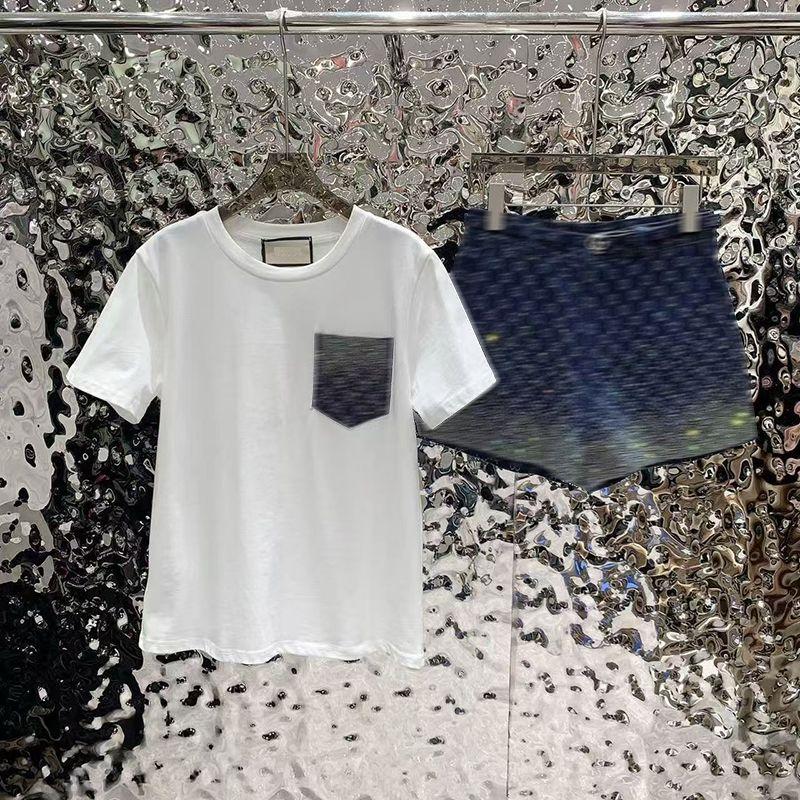 Conjunto De Camiseta De Cuello Redondo Brillante De Diseñador Famoso De Verano Para Mujer, Ropa De Mujer De Alta Calidad - Imagen 3