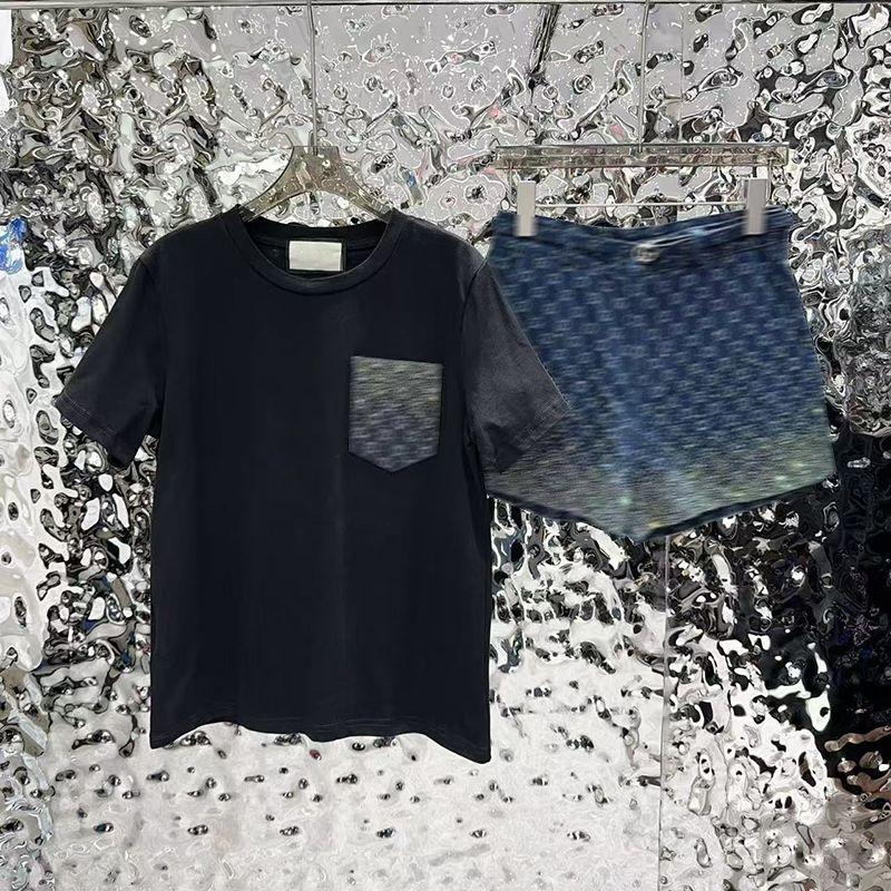 Conjunto De Camiseta De Cuello Redondo Brillante De Diseñador Famoso De Verano Para Mujer, Ropa De Mujer De Alta Calidad - Imagen 4