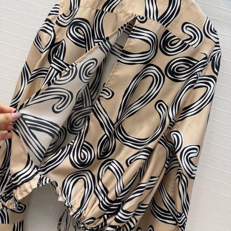 Conjuntos De 2 Piezas Para Mujer Conjunto De Dos Piezas De Diseñador Quietluxury Chándal De Satén Para Mujer Camisa Con Cordón Y Estampado Geométrico Traje Con Pantalones De Pierna Ancha Conjunto Elegante A Juego - Imagen 4