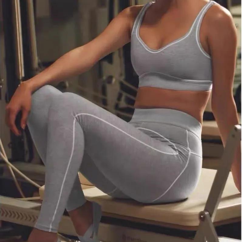Conjuntos De Yoga Para Mujer Heart Throb Bra + Leggings Conjuntos De Yoga Para Mujer Conjuntos De Sudor Gimnasio Traje Deportivo Corto Pantalones Modelar Cintura Fitness Correr Ropa Deportiva - Imagen 4