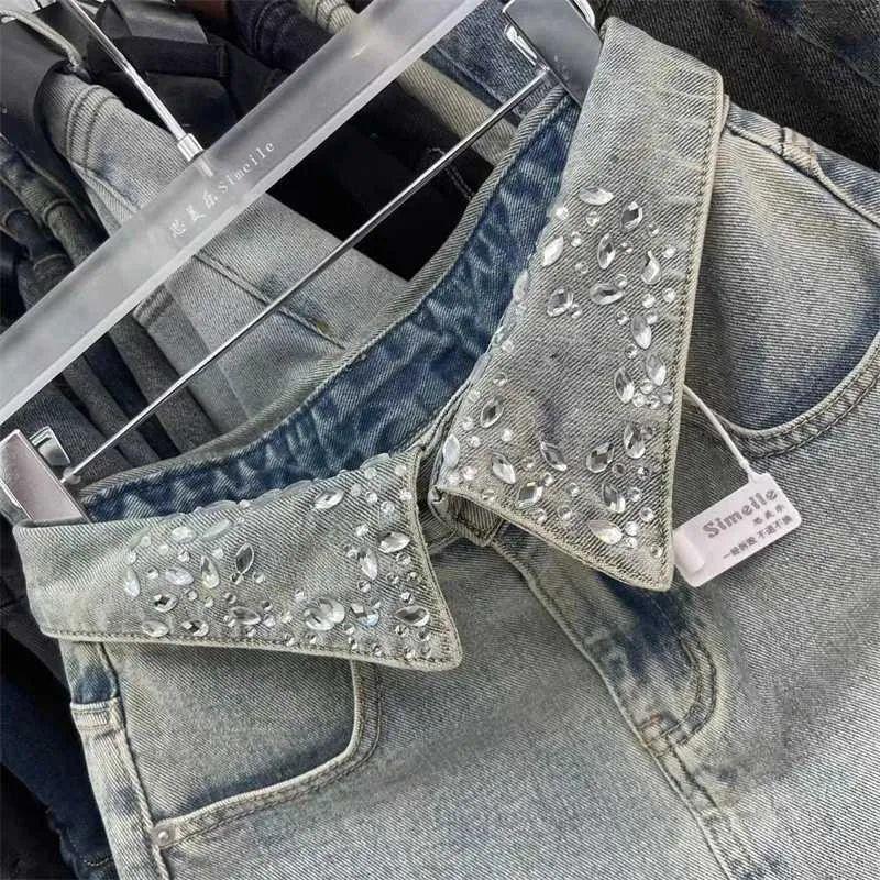 Cool Collar Rhine Shorts Jeans Para Mujer Falda Novedad De Verano Chica Caliente Cintura Alta Denim Azul Claro A-Line Esquí - Imagen 3