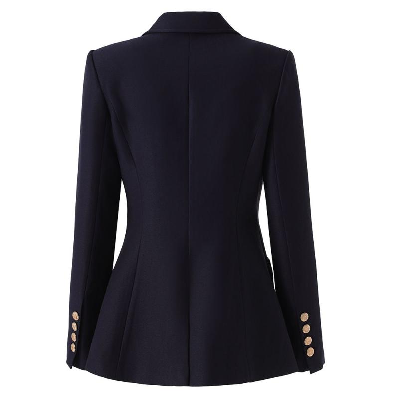 Dc1705 Blazer Mujer Diseñador Azul Marino Botón único Clásico Entallado Formal Negocio Primavera Otoño - Imagen 2