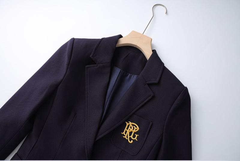 Dc1705 Blazer Mujer Diseñador Azul Marino Botón único Clásico Entallado Formal Negocio Primavera Otoño - Imagen 3