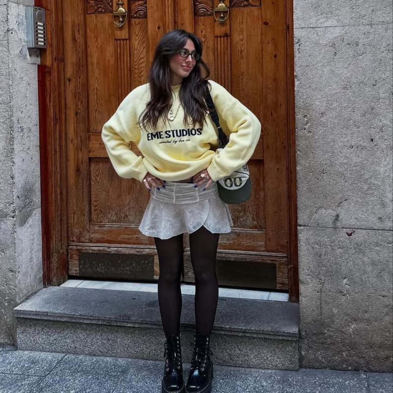 Designer Luxury Eme Stu Ropa De Mujer Casual Elegante De Punto Con Letras Bordadas Manga Larga Hombro - Imagen 2