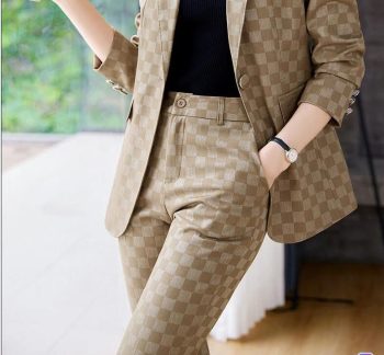 Diseñador A Cuadros De Alta Calidad Conjunto De Traje De Mujer