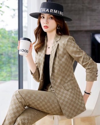 Diseñador A Cuadros De Alta Calidad Traje De Mujeres Traje De Lujo Chaqueta Blazer Blazer Mujer Mujer