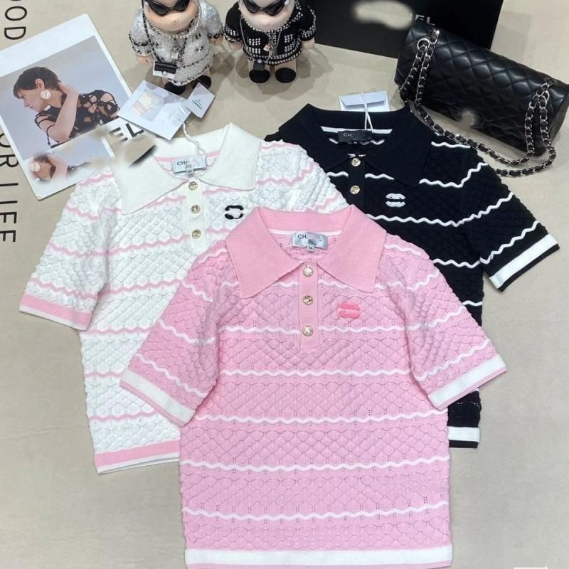 Diseñador De París Verano De Manga Corta Para Mujer Top Polo Knit 2026 Letra Bordada Jersey De Alta Calidad Para Mujer Suéter De Manga Corta Top - Imagen 3
