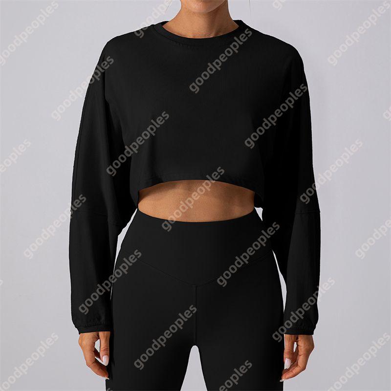 Diseñador Para Mujer Sudadera Con Capucha Deportiva Camisa Inferior Corta Yoga Para Mujer Sudadera Con Capucha Para Mujer Algodón Suelto Top De Manga Larga