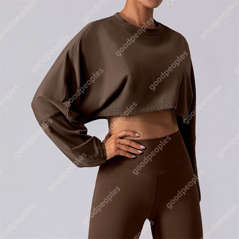 Diseñador Para Mujer Sudadera Con Capucha Deportiva Camisa Inferior Corta Yoga Para Mujer Sudadera Con Capucha Para Mujer Algodón Suelto Top De Manga Larga - Imagen 2