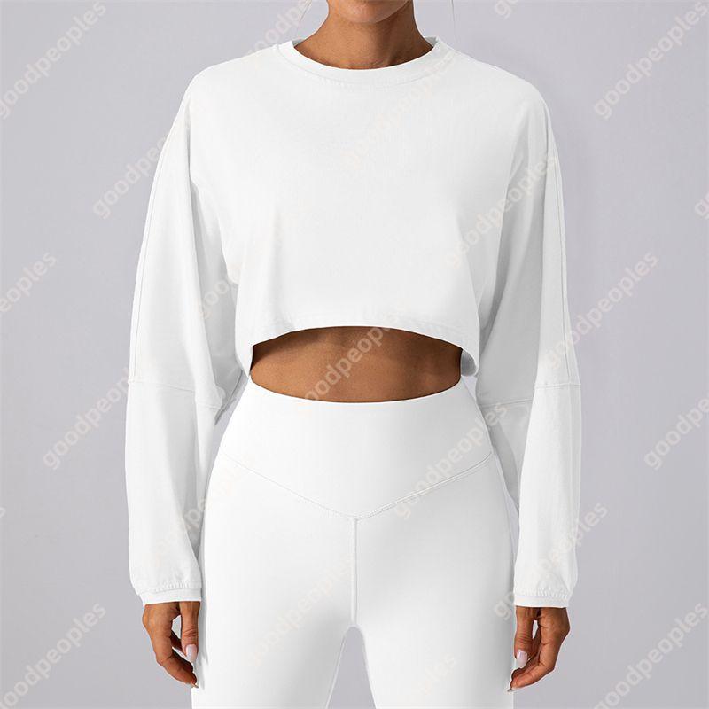 Diseñador Para Mujer Sudadera Con Capucha Deportiva Camisa Inferior Corta Yoga Para Mujer Sudadera Con Capucha Para Mujer Algodón Suelto Top De Manga Larga - Imagen 3