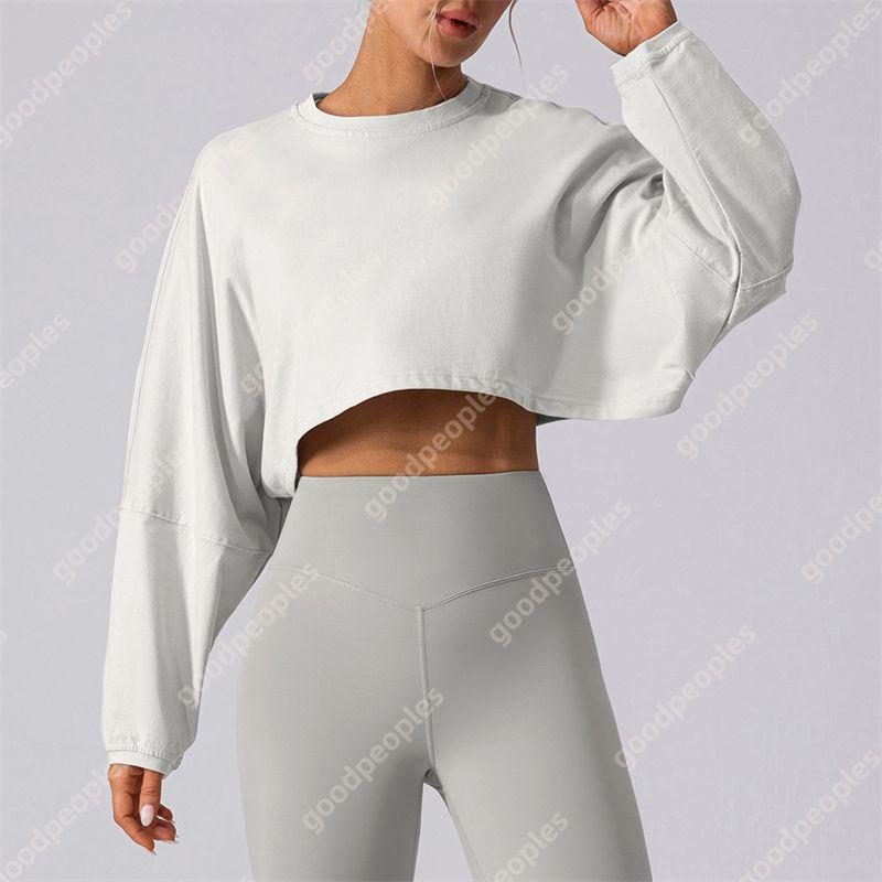 Diseñador Para Mujer Sudadera Con Capucha Deportiva Camisa Inferior Corta Yoga Para Mujer Sudadera Con Capucha Para Mujer Algodón Suelto Top De Manga Larga - Imagen 5