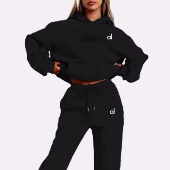 Diseñador Sudadera Con Capucha Mujer Diseñador Sudaderas Con Capucha Yoga 2 Piezas Impresión De Letras Traje Deportivo Ropa Deportiva Correr Ropa Con Capucha Sudadera Pantalones De Chándal Manga Larga De Lujo