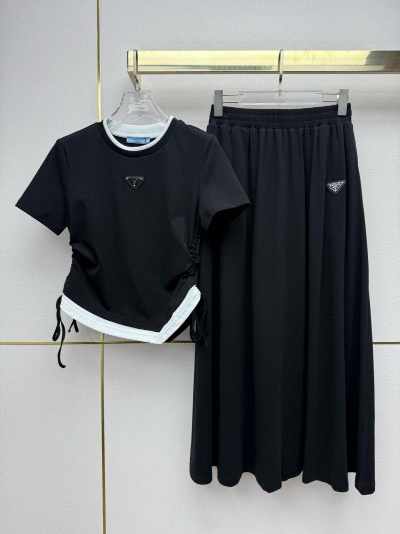 Estilo De Diseñador, Camiseta De Dos Piezas Con Cordón De Manga Corta Para Mujer, Top De Una Línea, Falda Larga, Conjunto Informal De Dos Piezas De Verano, Cordones Laterales Ajustables - Imagen 3