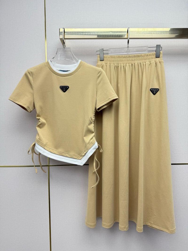 Estilo De Diseñador, Camiseta De Dos Piezas Con Cordón De Manga Corta Para Mujer, Top De Una Línea, Falda Larga, Conjunto Informal De Dos Piezas De Verano, Cordones Laterales Ajustables - Imagen 4