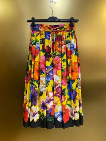 Falda Clásica Con Estampado De Flores Para Mujer, 100% Algodón, Cintura Elástica, Vendaje, Primavera, Verano, Vacaciones En La Playa, Medio Vestido De Expansión Imperial