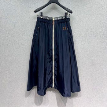 Falda De Mujer Nylon Con Cremallera Cintura Alta Deportiva Casual Diseñador Lujo Estilo Urbano Cuadros Patchwork
