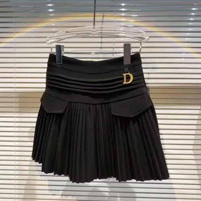 Faldas De Diseñador Informales Para Mujer, Faldas Negras Sexys De Cintura Alta Con Colgante De Letra D De Metal Para Evitar Que Se Apague La Luz, Novedad De 2024 - Imagen 2