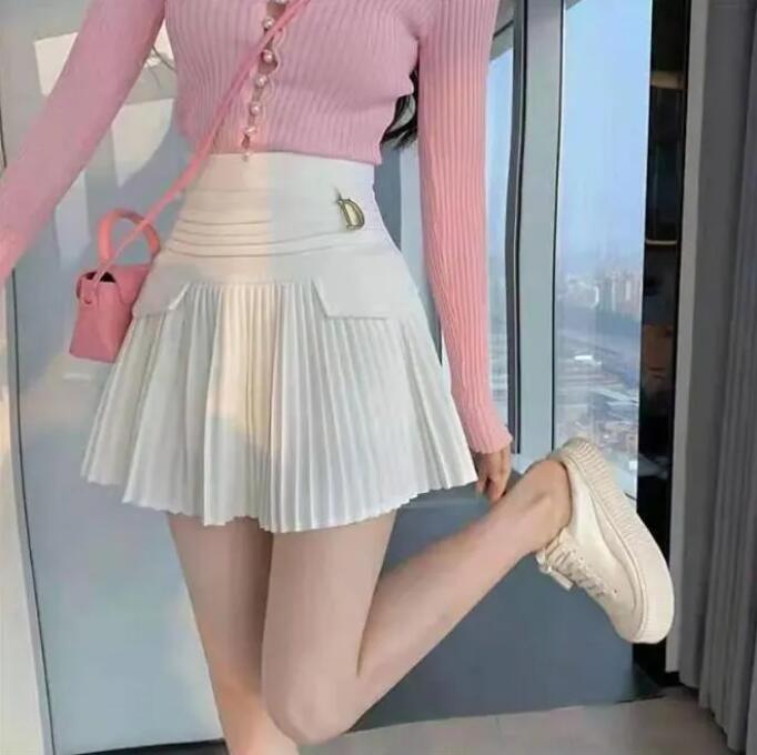 Faldas De Diseñador Informales Para Mujer, Faldas Negras Sexys De Cintura Alta Con Colgante De Letra D De Metal Para Evitar Que Se Apague La Luz, Novedad De 2024 - Imagen 3