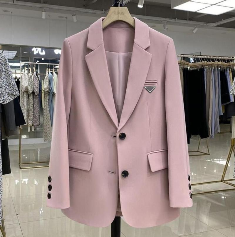 Fashion Informal Women Blazers Diseñador De Diseñador Letra Retro De Chaqueta De Un Solo Pecho De La Manga Larga Caídos Para Mujer Ropa Adecuada