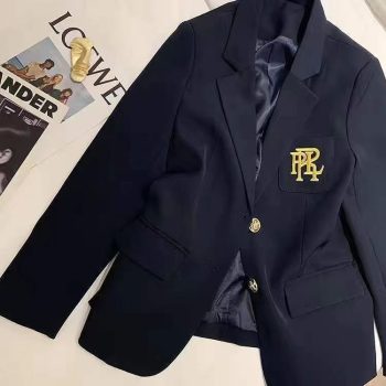 Fashion Informal Women Blazers Diseñador De Diseñador Letra Retro De Chaqueta De Un Solo Pecho De La Manga Larga Caídos Para Mujer Ropa Adecuada