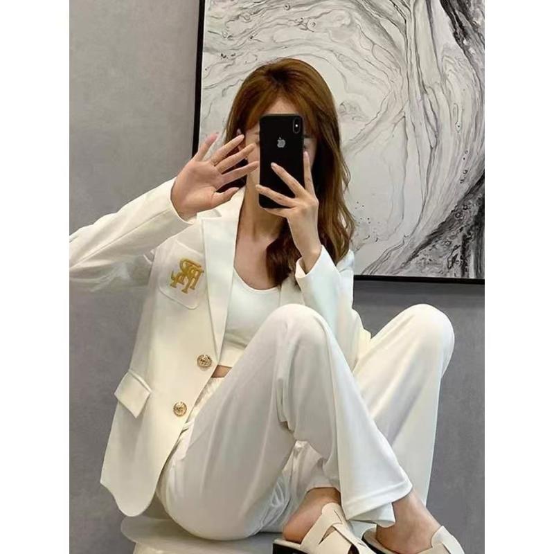 Fashion Informal Women Blazers Diseñador De Diseñador Letra Retro De Chaqueta De Un Solo Pecho De La Manga Larga Caídos Para Mujer Ropa Adecuada - Imagen 2