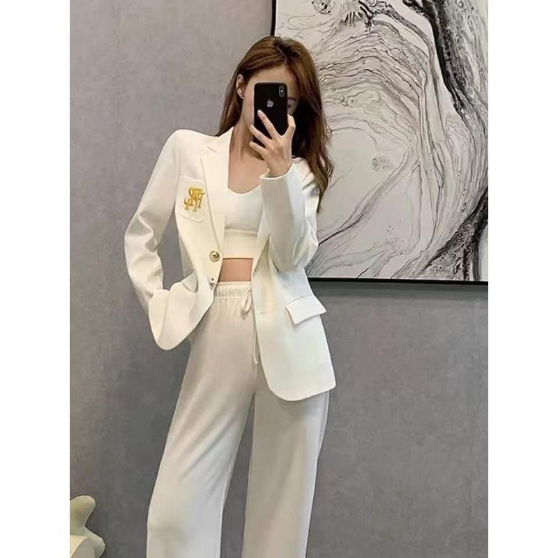 Fashion Informal Women Blazers Diseñador De Diseñador Letra Retro De Chaqueta De Un Solo Pecho De La Manga Larga Caídos Para Mujer Ropa Adecuada - Imagen 3