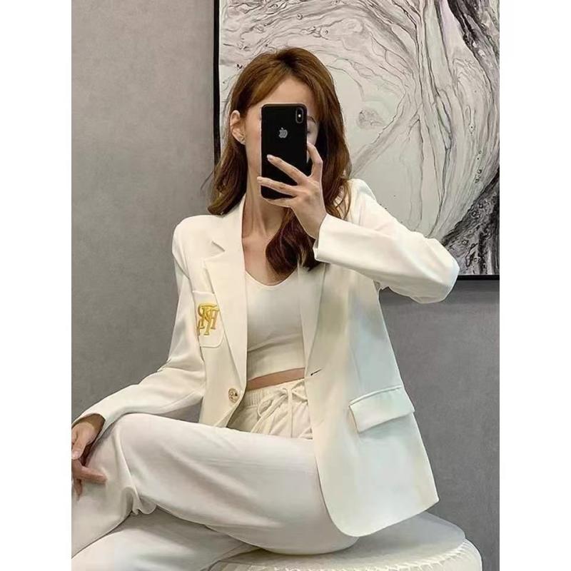 Fashion Informal Women Blazers Diseñador De Diseñador Letra Retro De Chaqueta De Un Solo Pecho De La Manga Larga Caídos Para Mujer Ropa Adecuada - Imagen 4