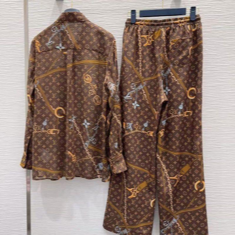Novedad De Verano Para Mujer, Conjunto Estampado De Manga Larga, Camisa Holgada De Manga Larga Combinada Con Pantalones Anchos, Conjunto De Traje De Casa De Dos Piezas - Imagen 2