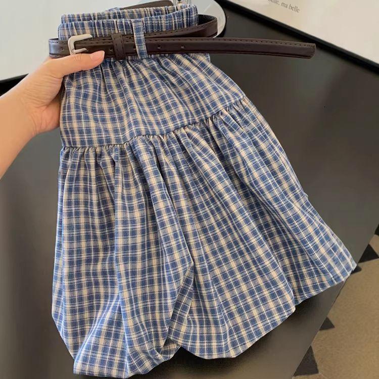 Nueva Falda De Diseñador De Línea A A Cuadros Azul Con Sombra De Brotes, Talla Grande, Grasa Mm, Delgada, Informal, Reductora De Edad, Media Minifalda, Temperamento Elegante, Cintura Alta, Informal, Diario - Imagen 3