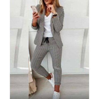 Nuevo Traje Informal A Cuadros, Conjunto De Dos Piezas, Conjunto Con Americana De Diseñador, Ropa Informal De Alta Calidad Para Mujer, Abrigos Formales De Oficina Y Negocios, Conjuntos De Talla Grande 3xl