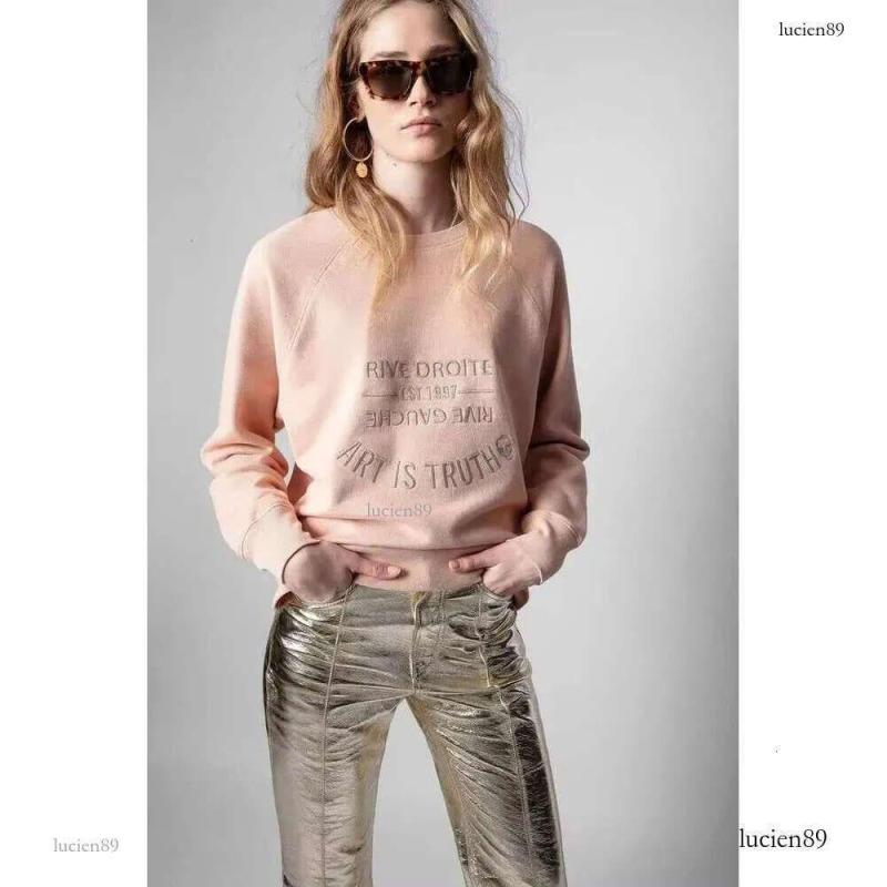 Otoño E Invierno Nuevo Nicho Francés Zv Clásico Bordado De Letras De Algodón Jersey Bordado Para Mujer Sudadera - Imagen 2