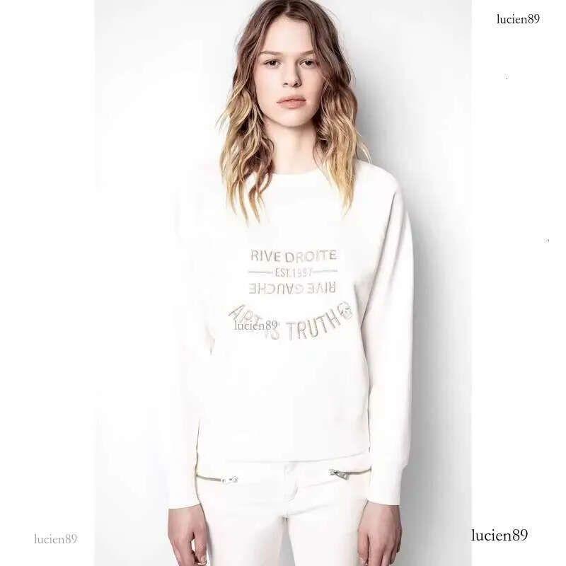 Otoño E Invierno Nuevo Nicho Francés Zv Clásico Bordado De Letras De Algodón Jersey Bordado Para Mujer Sudadera - Imagen 5