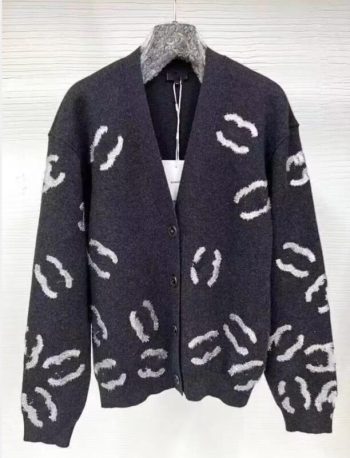 Primavera Otoño Cárdigans De Mujer Con Cuello En V Nuevos Suéteres Negros De Punto Suéter De Bordado De Letras De Diseñador Para Niñas Y Mujeres