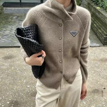Suéter De Diseñador, Suéter De Mujer De Diseño Retro, Cárdigan De Punto De Color Sólido Suelto De Un Solo Pecho Para Mujer