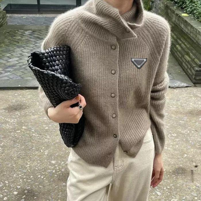 Suéter De Diseñador, Suéter De Mujer De Diseño Retro, Cárdigan De Punto De Color Sólido Suelto De Un Solo Pecho Para Mujer